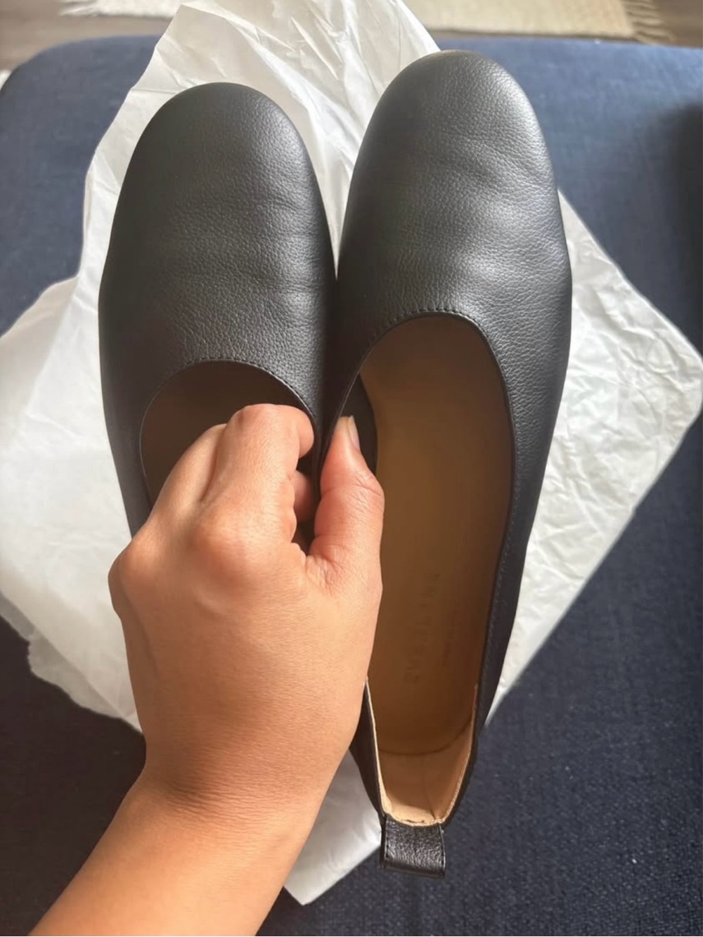 Everlane Black Italy Leather Slip-On Ballet Flats